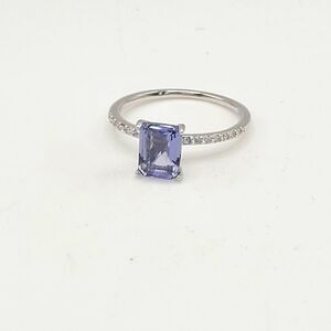 Sterling Silver Ring, Emerald cut lavender CZ Stone size 7